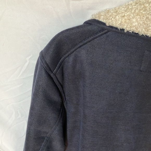7 For All Mankind: Fog Blue Faux Suede/Shearling Moto Jacket- snap closure- M - Picture 13 of 16